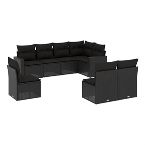 vidaXL 8 Piece Poly Rattan Large Sofa Set in Black