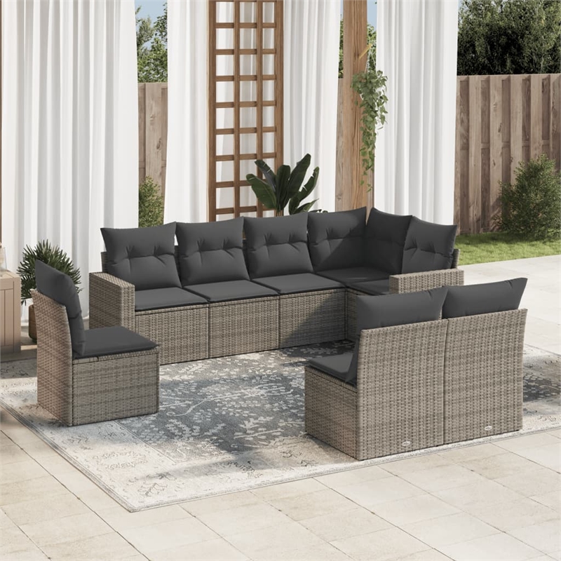 vidaXL 8 Piece Poly Rattan Small Sofa Set in Gray