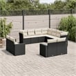vidaXL 11 Piece Poly Rattan Sofa Set in Black/Cream