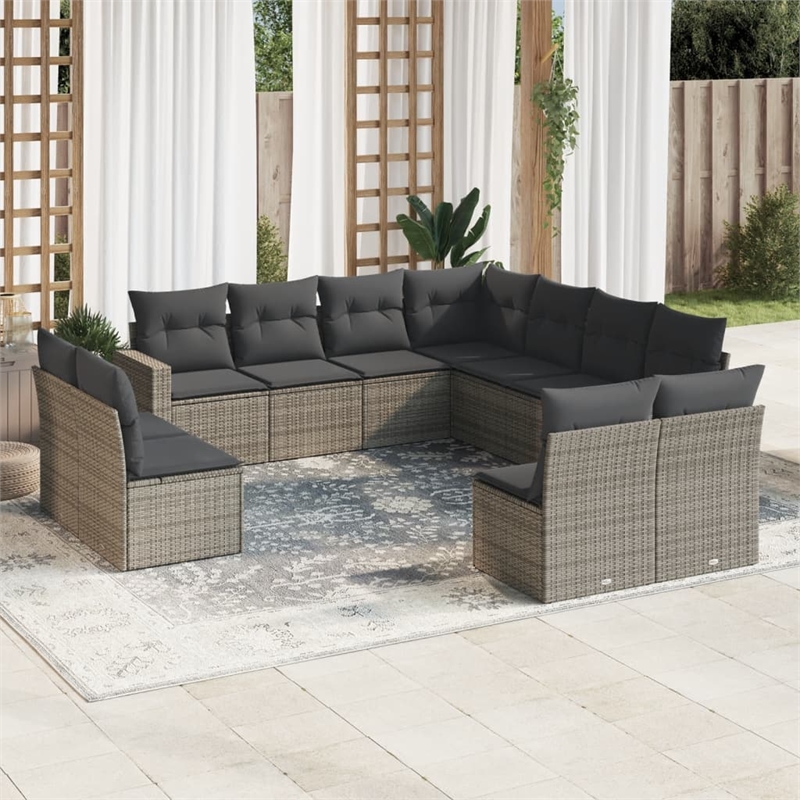 vidaXL 11 Piece Steel Small Sofa Set in Gray