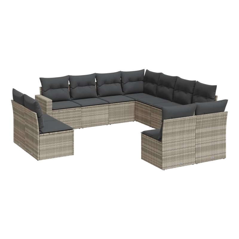 vidaXL 11 Piece Steel Patio Sofa Set in Gray