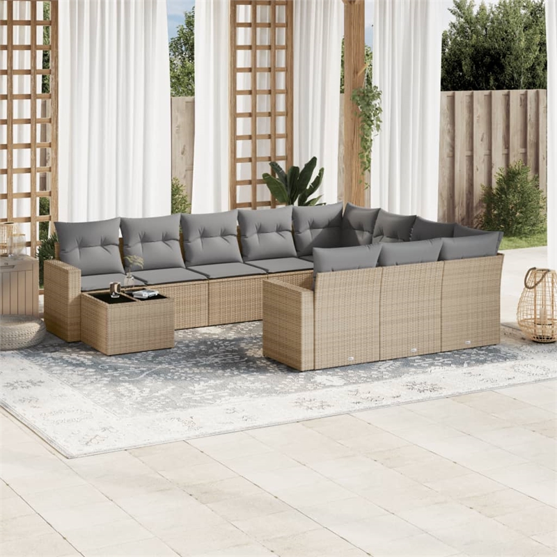 vidaXL 11 Piece Steel Sofa Set in Beige