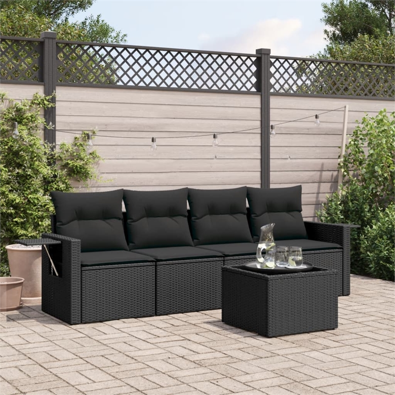 vidaXL 5 Piece Steel Sofa Set in Black