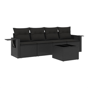 vidaXL 5 Piece Steel Sofa Set in Black