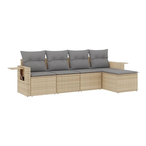 vidaXL 5 Piece Poly Rattan Sofa Set in Gray/Beige