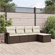 vidaXL 5 Piece Steel Small Sofa Set in White/Brown/Cream