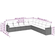 vidaXL 9 Piece Steel Large Sofa Set in Black/Blue