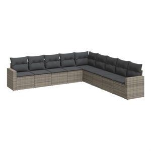 vidaXL 9 Piece Poly Rattan Sofa Set in Gray