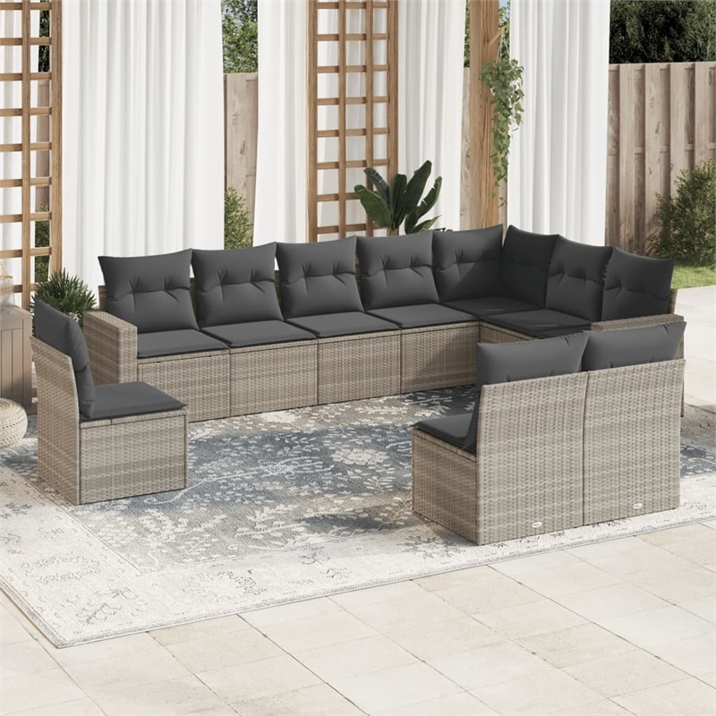 vidaXL 10 Piece Steel Sofa Set in Gray