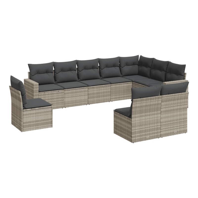 vidaXL 10 Piece Steel Sofa Set in Gray
