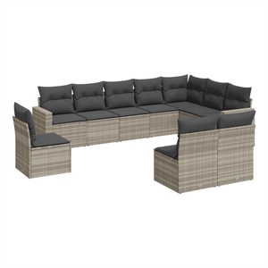vidaXL 10 Piece Steel Sofa Set in Gray