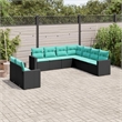 vidaXL 9 Piece Steel Sofa Set in Black/Blue