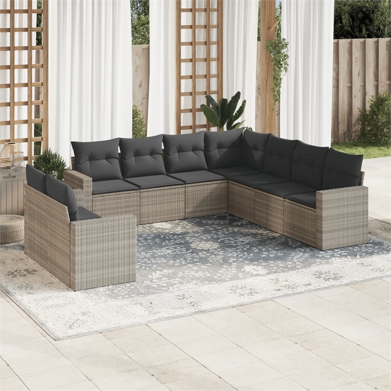 vidaXL Poly Rattan Sofa Set in Gray