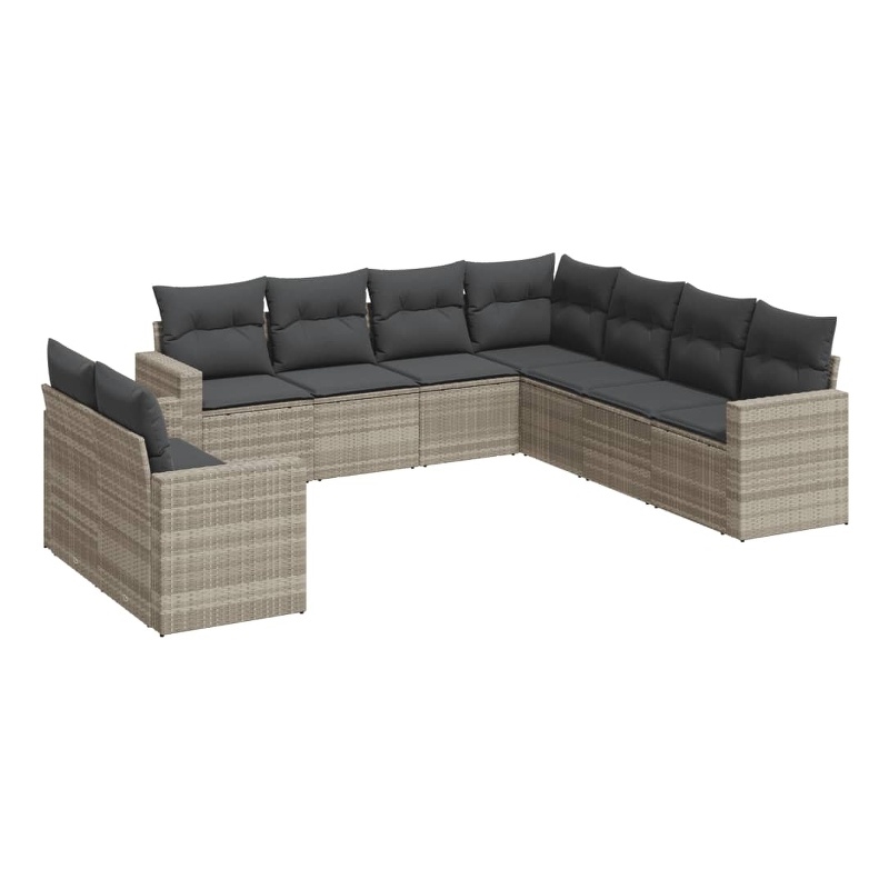 vidaXL Poly Rattan Sofa Set in Gray