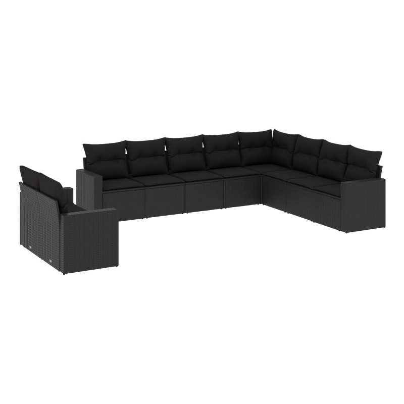 vidaXL 10 Piece Steel Large Sofa Set in Black