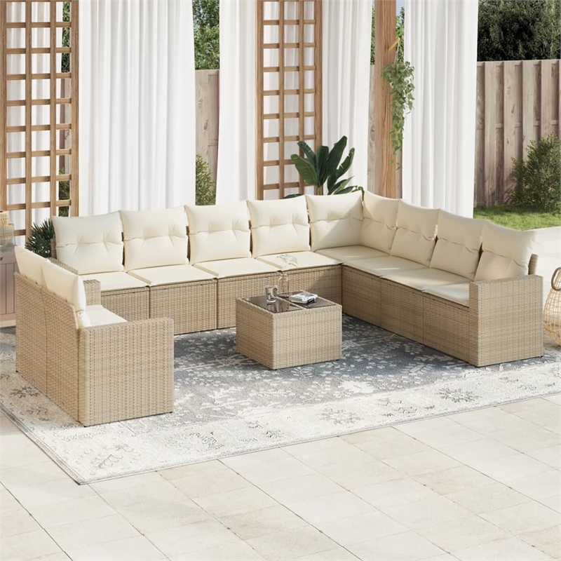 vidaXL 11 Piece Steel Sofa Set in Beige