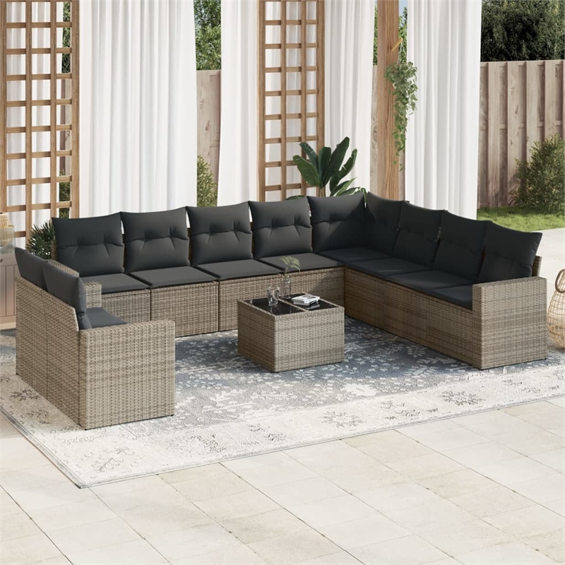 vidaXL 11 Piece Steel Sofa Set in Gray