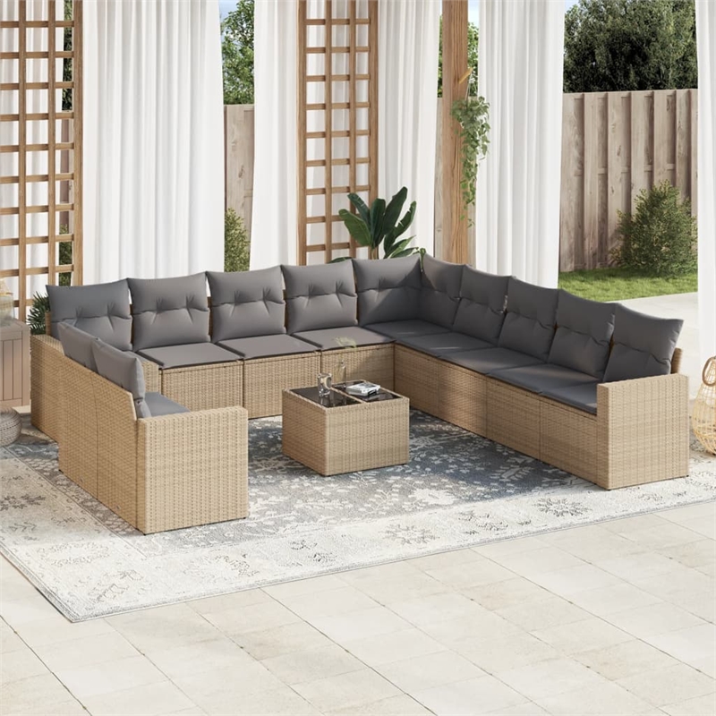 vidaXL 12 Piece Sofa Set in Gray/Beige
