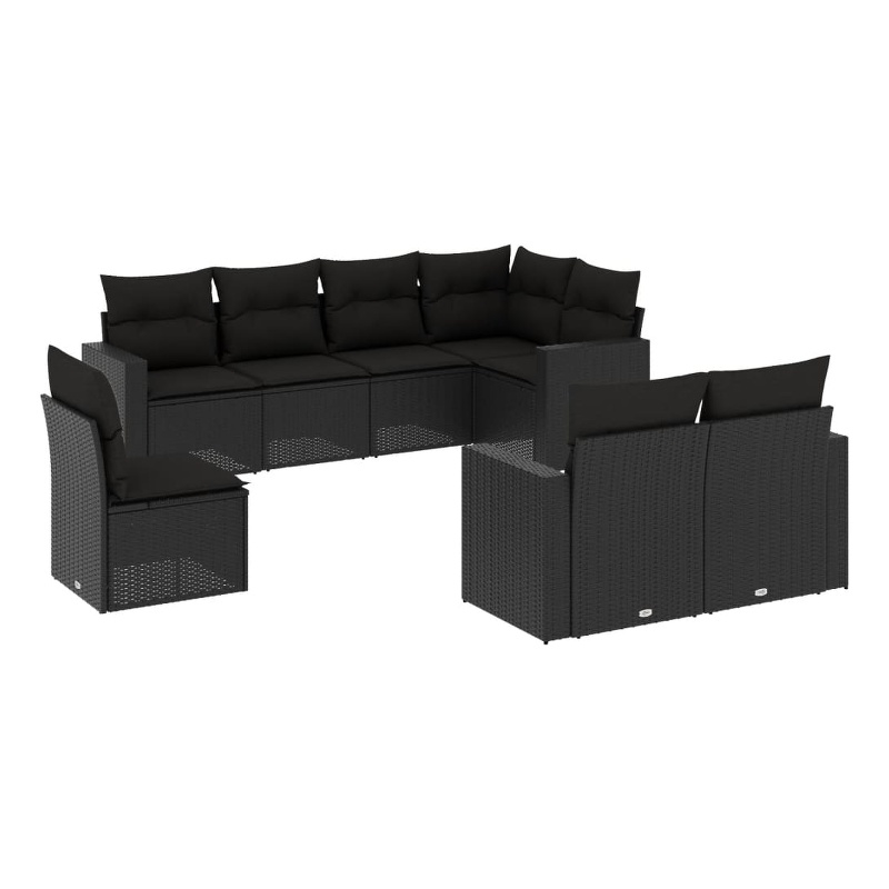 vidaXL 8 Piece Steel Sofa Set in Black