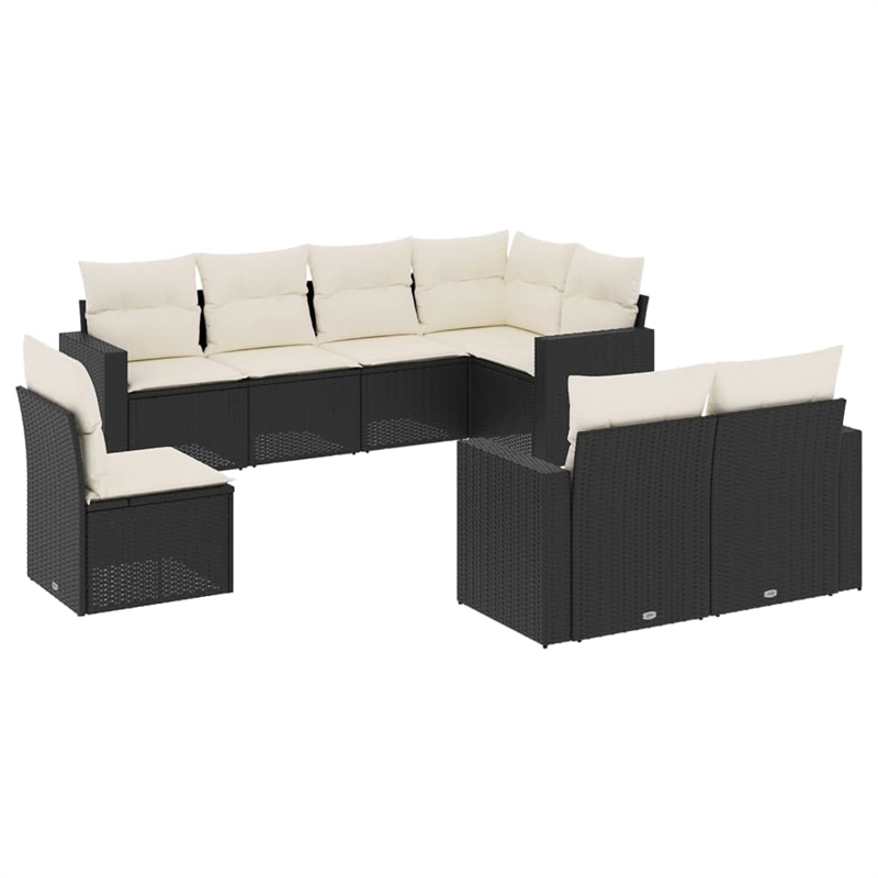 vidaXL 8 Piece Steel Sofa Set in Black
