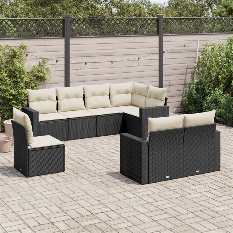vidaXL 8 Piece Steel Sofa Set in Black