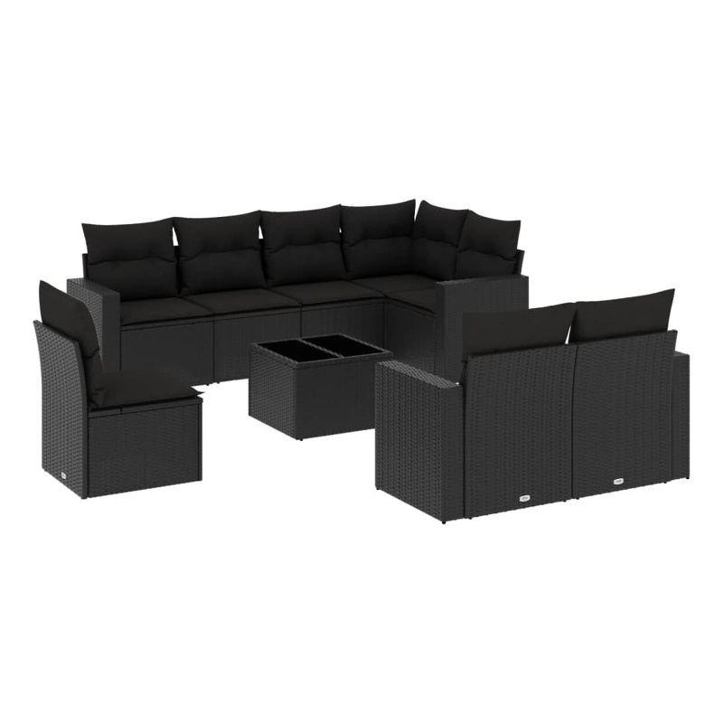 vidaXL 9 Piece Steel Sofa Set in Black