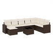 vidaXL 9 Piece Steel Sofa Set in White/Brown/Cream