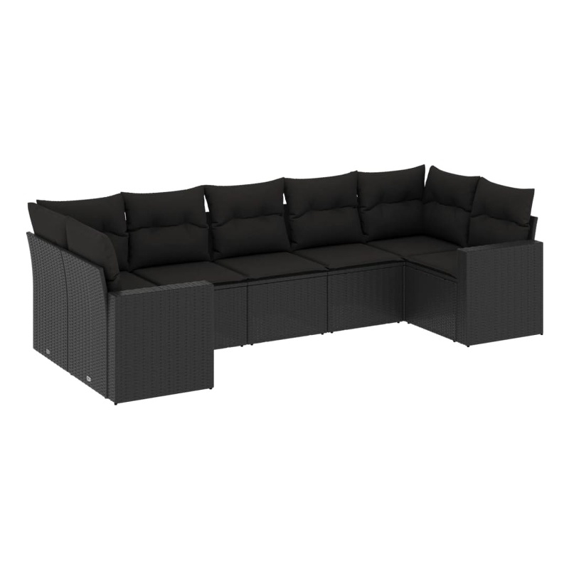 vidaXL 7 Piece Steel Large Sofa Set in Black