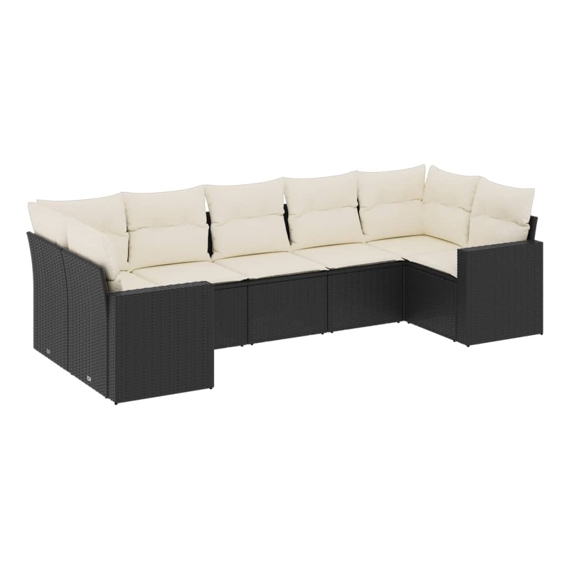 vidaXL 7 Piece Steel Sofa Set in Black/Cream