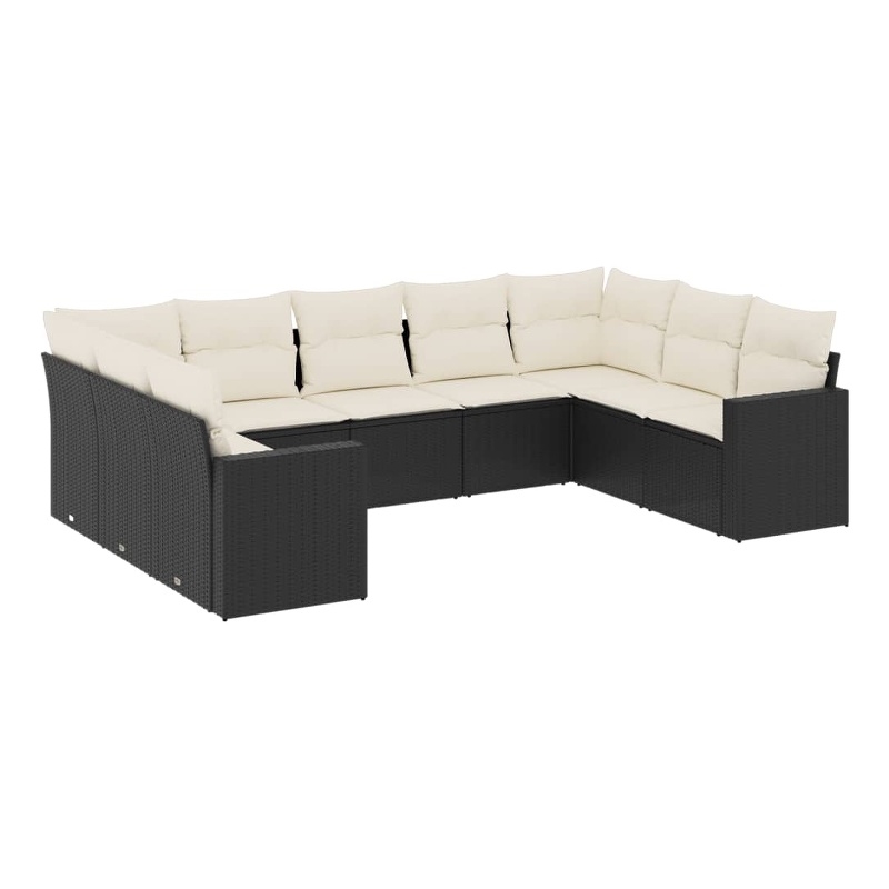 vidaXL 9 Piece Steel Sofa Set in Black/White/Cream