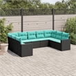 vidaXL 9 Piece Sofa Set in Black/Blue