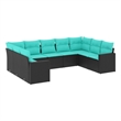 vidaXL 9 Piece Sofa Set in Black/Blue