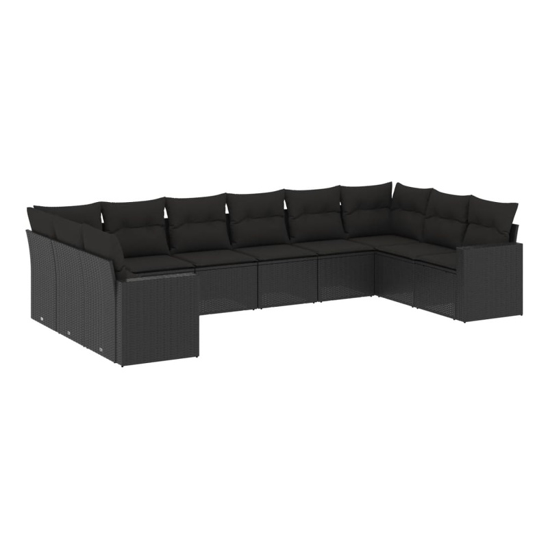 vidaXL Poly Rattan Large Sofa Set in Black