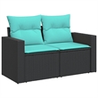 vidaXL 10 Piece Steel Large Patio Sofa Set in Black/Blue