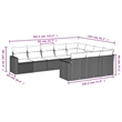 vidaXL 10 Piece Steel Large Patio Sofa Set in Black/Blue