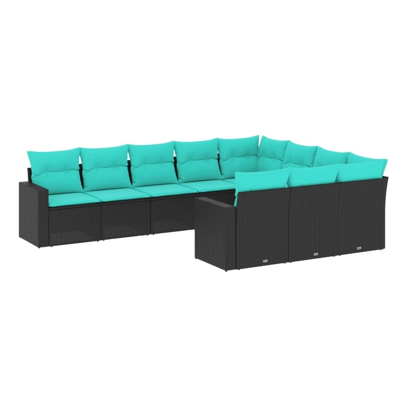 vidaXL 10 Piece Steel Large Patio Sofa Set in Black/Blue