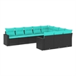 vidaXL 10 Piece Steel Large Patio Sofa Set in Black/Blue