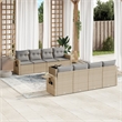 vidaXL 9 Piece Steel Sofa Set in Gray/Beige