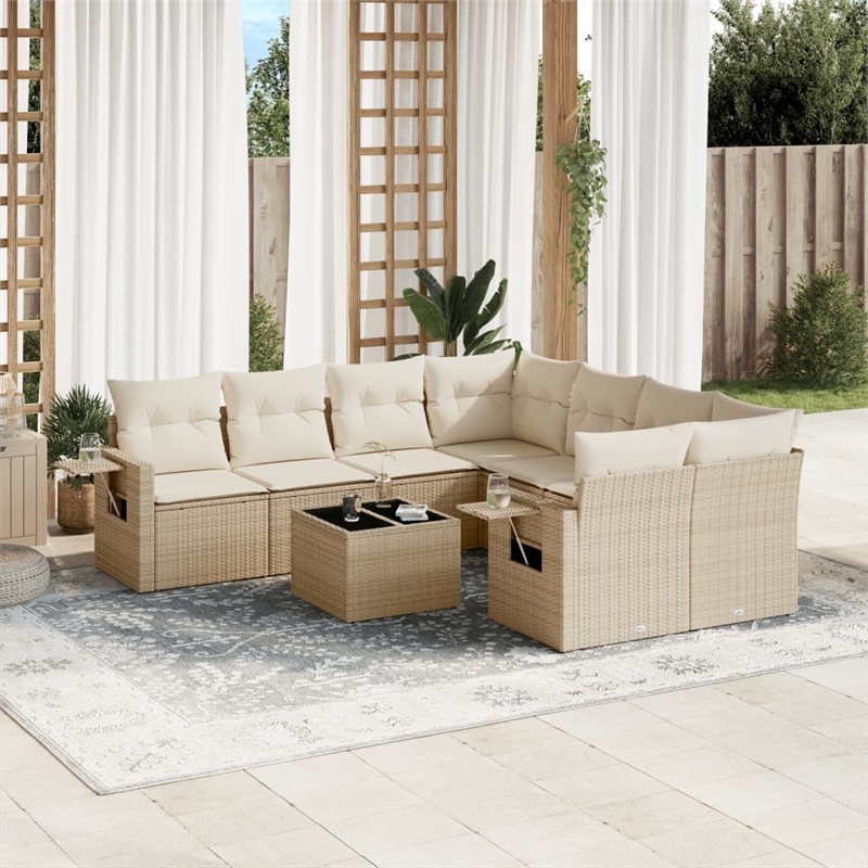 vidaXL 9 Piece Sofa Set in White/Cream/Beige