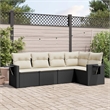vidaXL 5 Piece Steel Sofa Set in Black/White/Cream