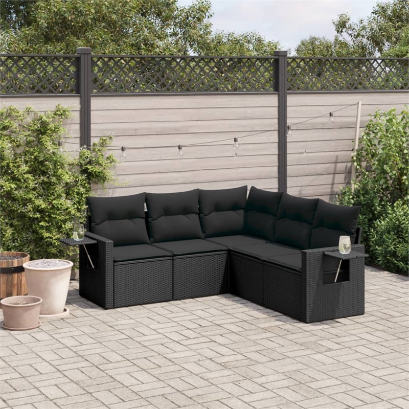 vidaXL 5 Piece Steel Sofa Set in Black