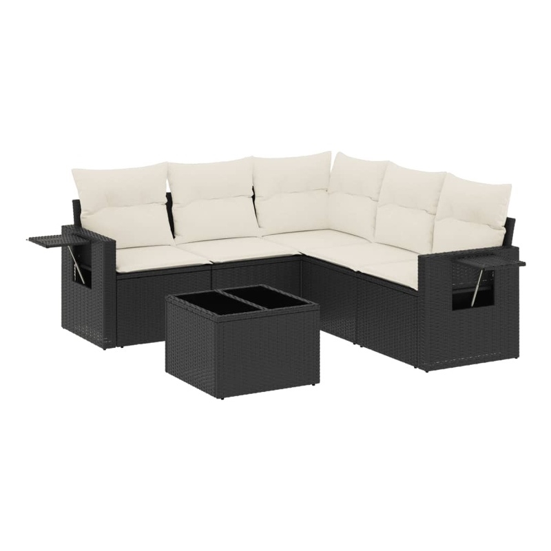 vidaXL 6 Piece Steel Sofa Set in Black/White/Cream