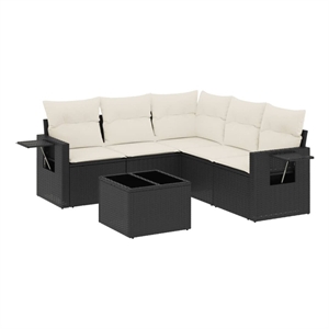 vidaXL 6 Piece Steel Sofa Set in Black/White/Cream