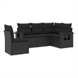 vidaXL 5 Piece Steel Sofa Set in Black