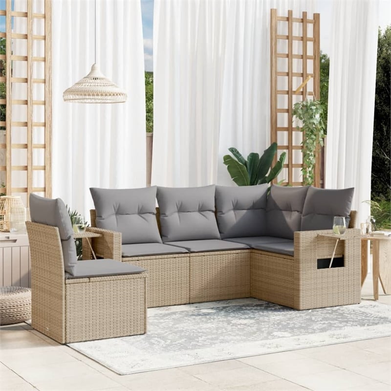 vidaXL Steel Sofa Set in Beige