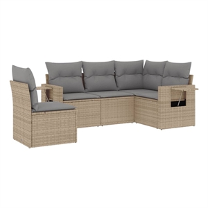 vidaXL Steel Sofa Set in Beige