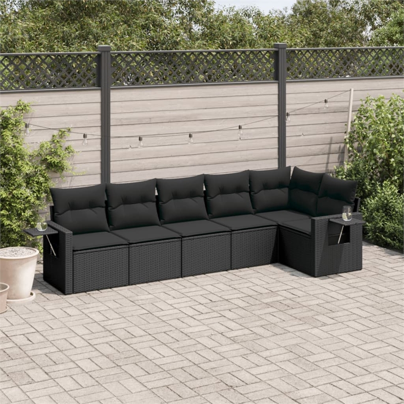 vidaXL 6 Piece Steel Large Sofa Set in Black