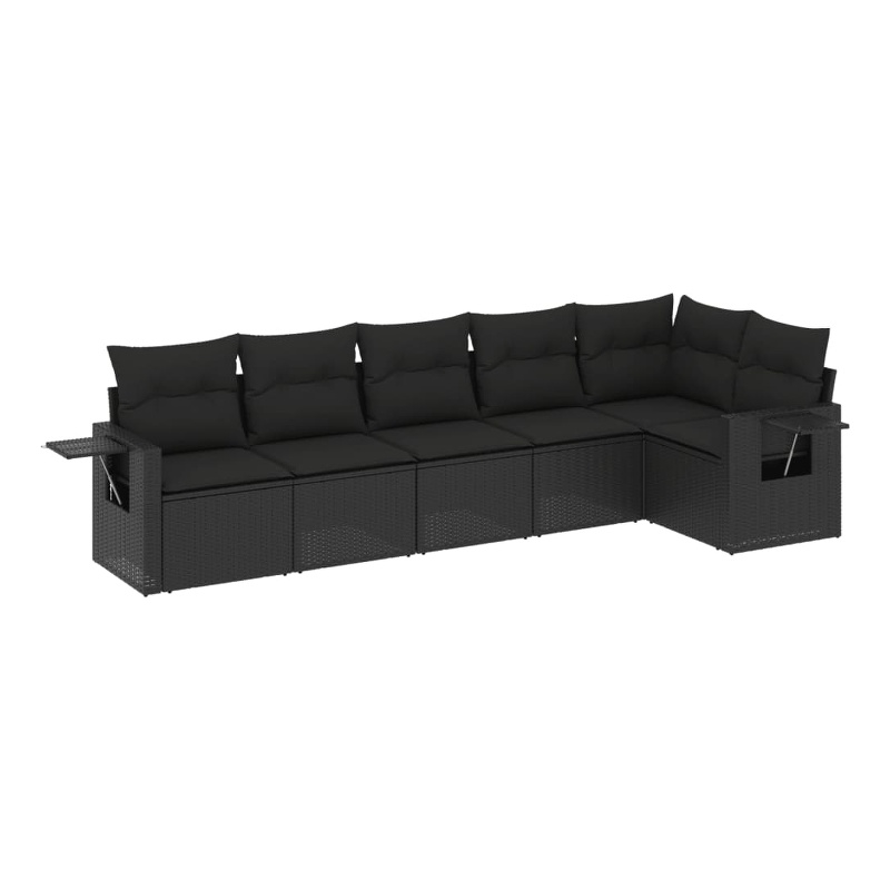 vidaXL 6 Piece Steel Large Sofa Set in Black