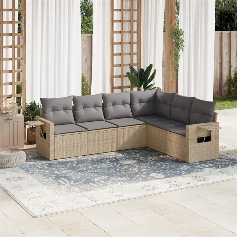vidaXL 6 Piece Steel Sofa Set in Beige
