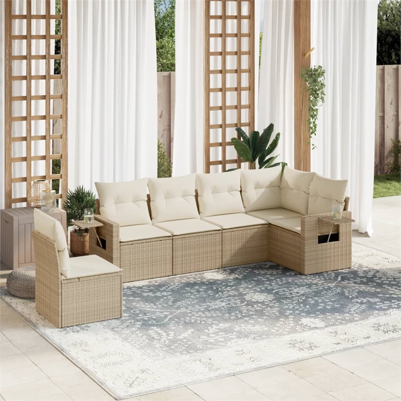 vidaXL 6 Piece Steel Sofa Set in Cream/Beige